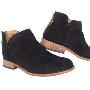 BEEK size 9 Falcon Black Suede Heel Zip Booties Ankle Boots - Made in MEXICO